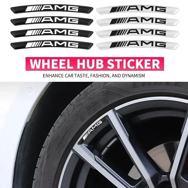 

4Pcs Car Wheel Hub Rim Stickers Decals Auto Styling Accessories For Mercedes Benz AMG CLA CLS W212 W213 W204 W205 W176 GLC