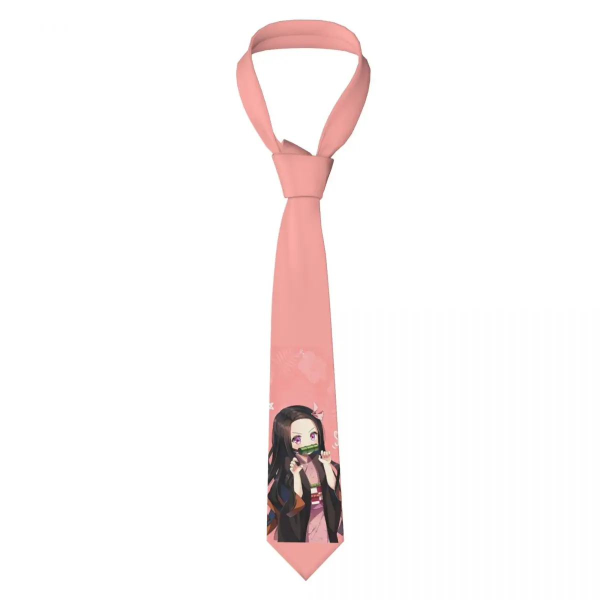 Demon Slayer Anime Nezuko Kamado Cravatta unisex sottile in poliestere 8 cm Cravatta stretta per uomo Camicia Accessori Cravatta Business