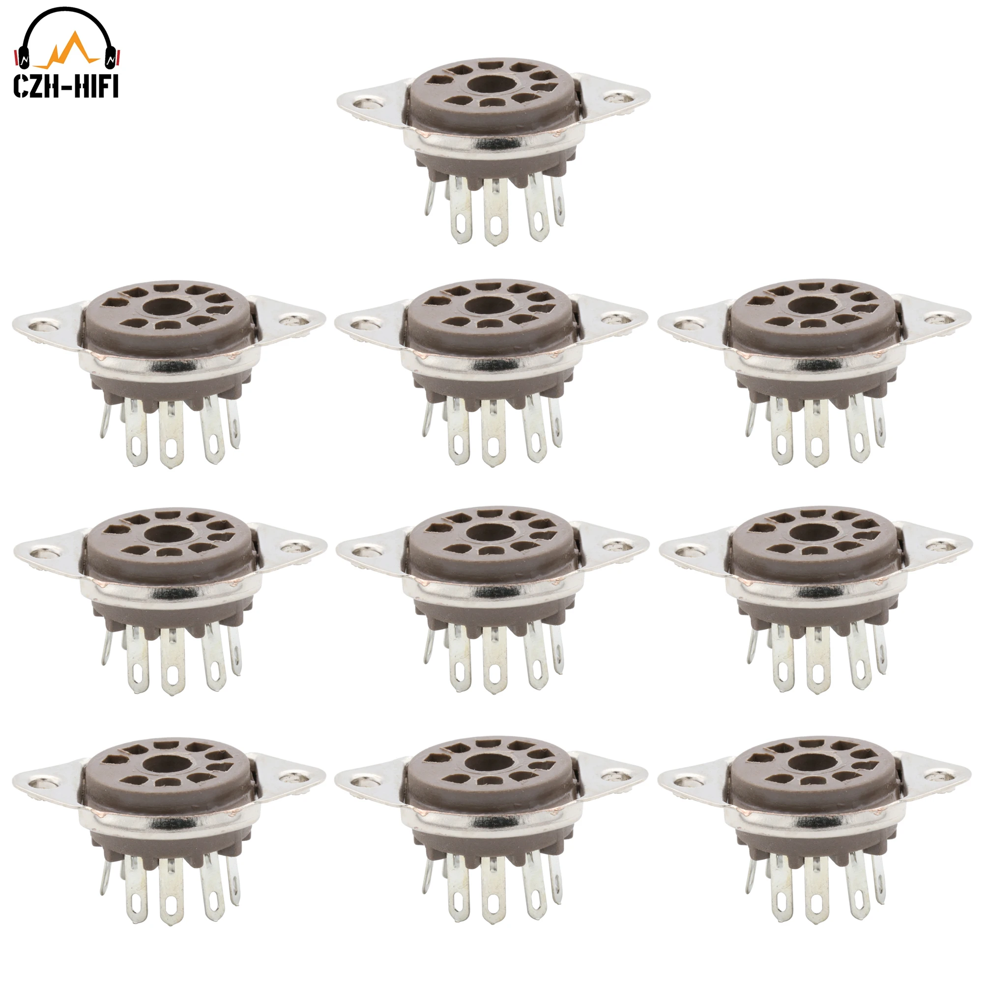 10pcs 9Pins Bakelite Tube Socket Valve Base For 6922 ECC83 ECC82 EL84 12AT7 12AX7 12AU7 Vintage Audio Amplifier HIFI DIY Project