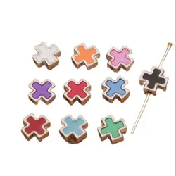 Enamel Square Knights Templar Cross Charm Beads Tibetan Silver 20pcs 10Colors 10.38mm Jewelry Finding L1713