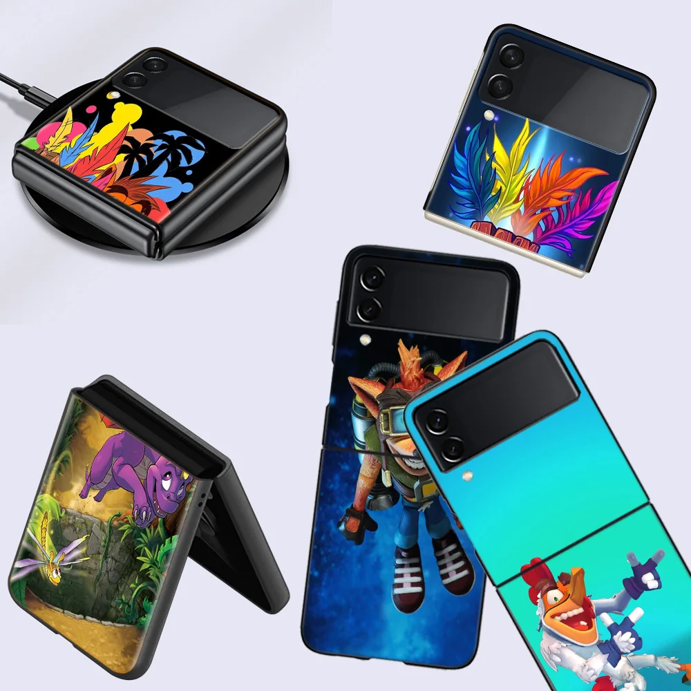 Hot Game Crash Bandicoot Cell Cell Phone Case For Samsung Galaxy Z Flip 5 5G Z Flip 6 5G 4 3 Black Coque Hard PC Luxury Cover