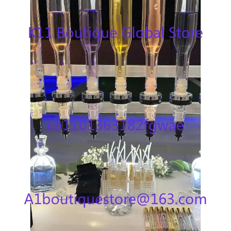 Tempat Parfum Logam Lurus 8 Kepala 375ml Dispenser Parfum Stand Pengisi Parfum Bar Parfum