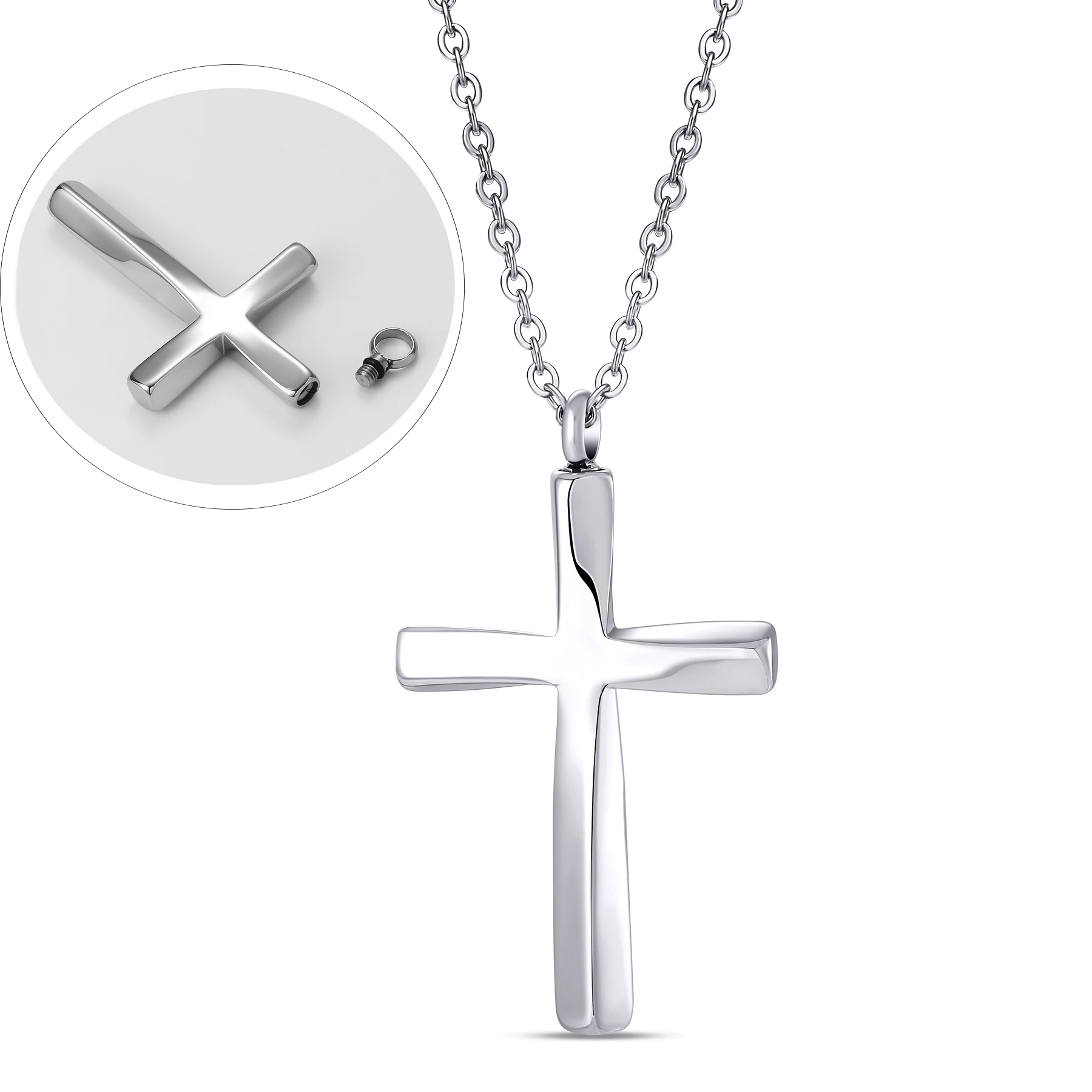 

Stainless Steel Twist Cross Urn Pendant Necklace Memorial Keepsake Jewelry For Ash Women Men Family Gift