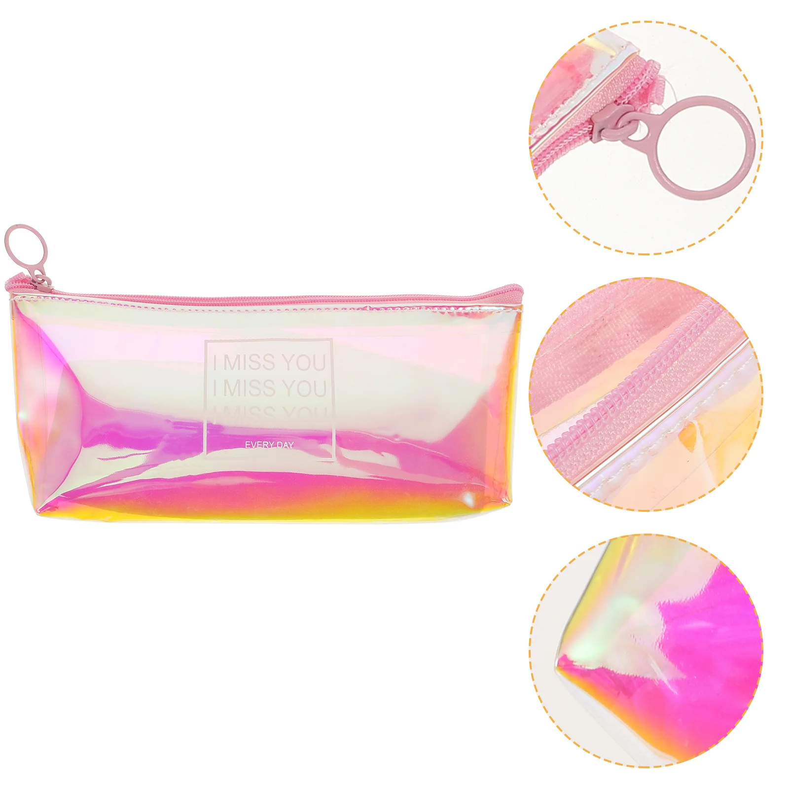 

Beautiful PVC Pen Bag Pencil Case Purple Safe Zipper Design Lightweight Organizer for Cosmetics Stationery School