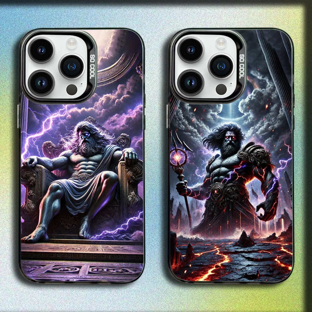 

Greek God status Face Zeus Phone Case For iPhone 16,15,14,13,12,11,Mini,Pro,E,MAX Gray Matte Silicone Black Cover
