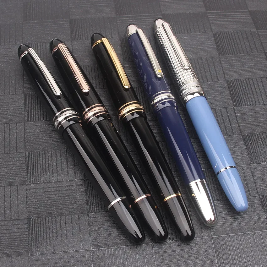 

Black Resin 149 Piston Fountain Pen with View Window novel Rollerball Pen Silver Gold Clip Business Office School Writing Pens