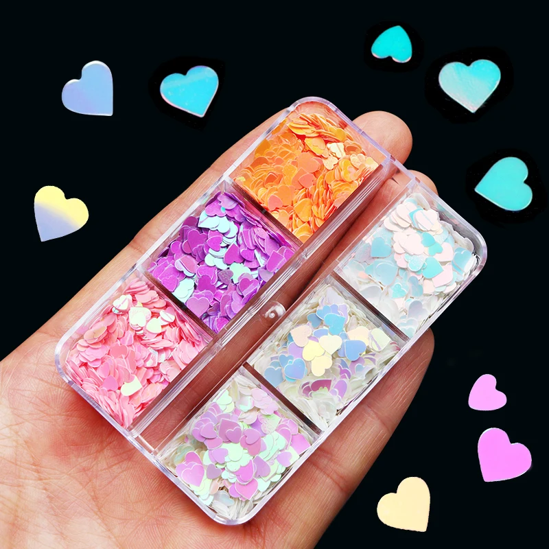 Mermaid Love Hearts Resin Filler UV Glitter Epoxy Resin Pigment Valentine's Day Sequins DIY Silicone Mold Ornaments Manualidades