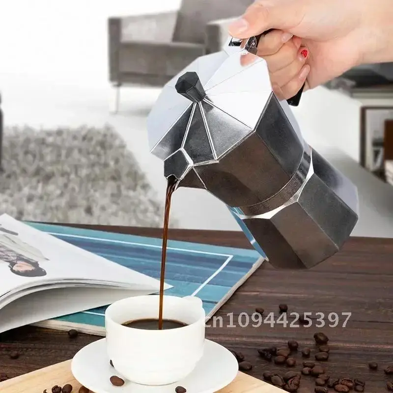 50/100/150/300ml Coffee Pot Italian Aluminum Moka Pot Octagonal Espresso Moka Coffee Pot Kitchen Barista Accessories