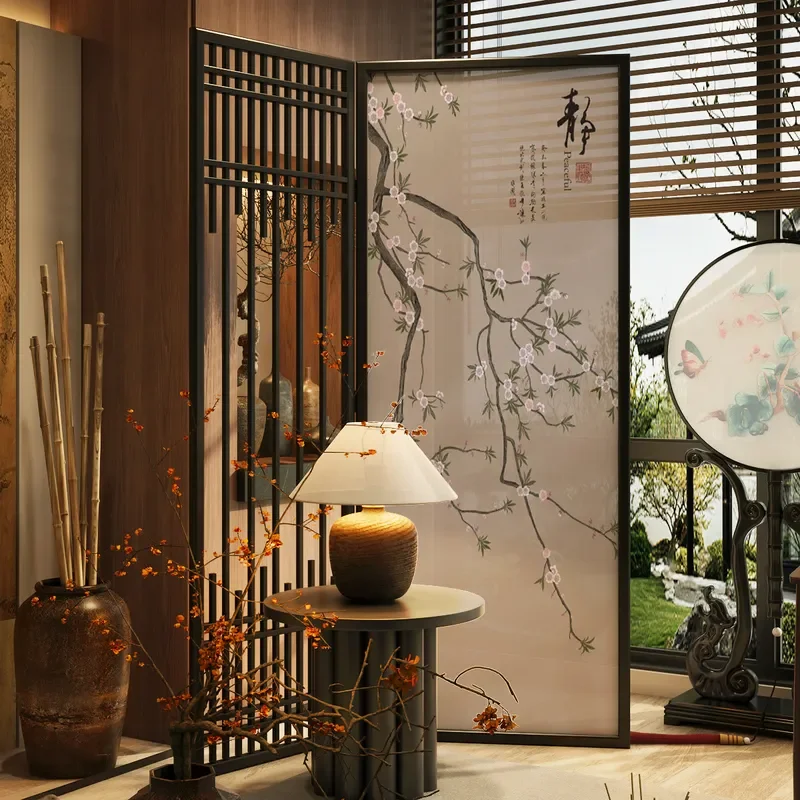 for New Chinese Style Solid Wood Screen Partition Living Room Entrance Blocking Tea Room Small Apartment Decoration Mobile