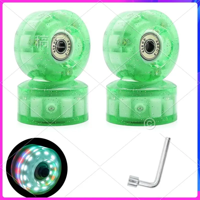AUU-8 Piece Glitter Light Up Roller Skate Wheels Luminous Skate Wheels With Bearings Installed 58X32mm 82A