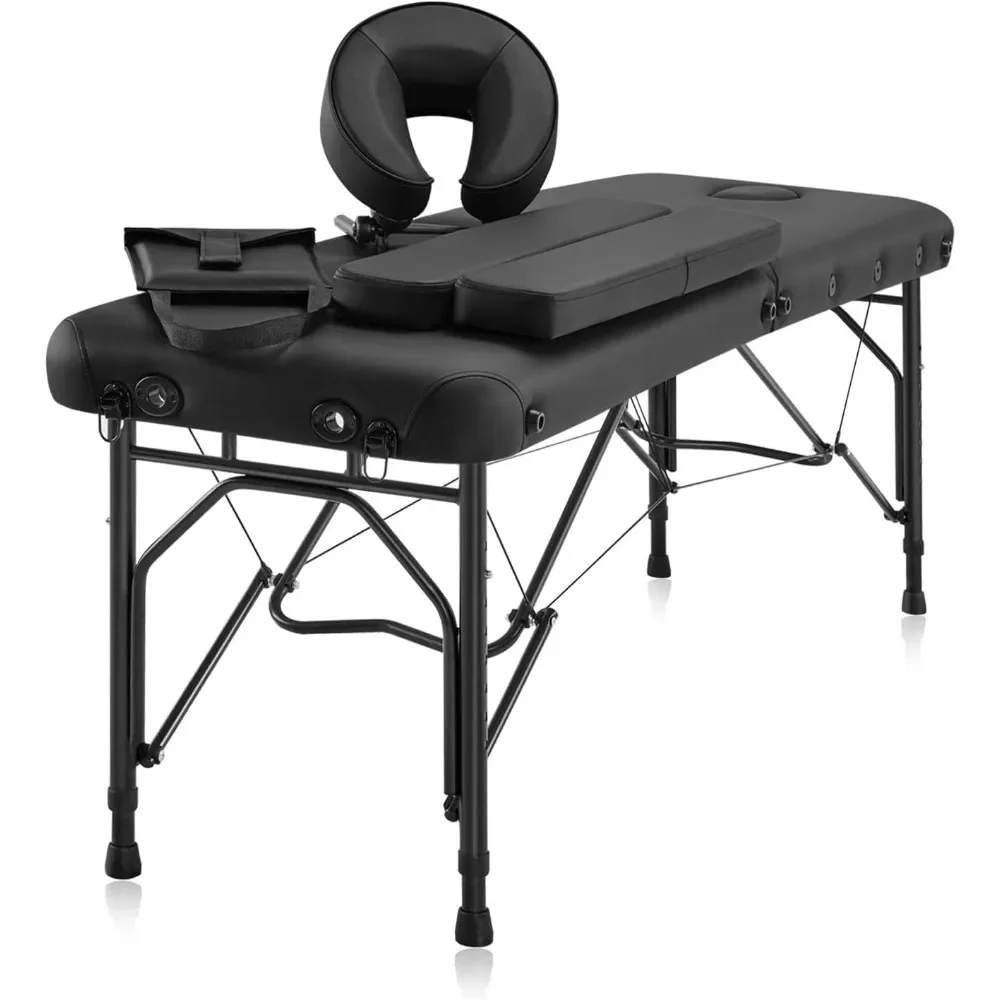 Portable Massage Table, Ultra-Light Travel-Sized Aluminum Foldable Massage Table, Wide Spa Bed Package with Side Arm Extensions)