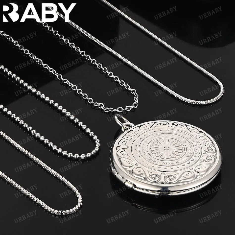 

URBABY 40-75 см, круглый кулон из стерлингового серебра 925 пробы, ожерелье для женщин и мужчин, очаровательные трендовые подарки на день рождения, модная вечеринка
