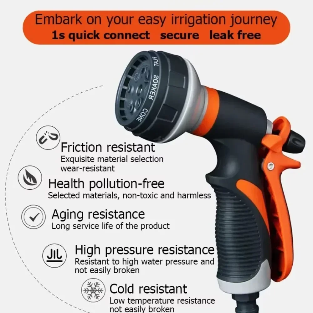 Lawn Spray Watering 8 Spray Modes Garden Tools For Garden Washing Car High Pressure Water Tool Adjustable Hose Sprinkle Nozzle