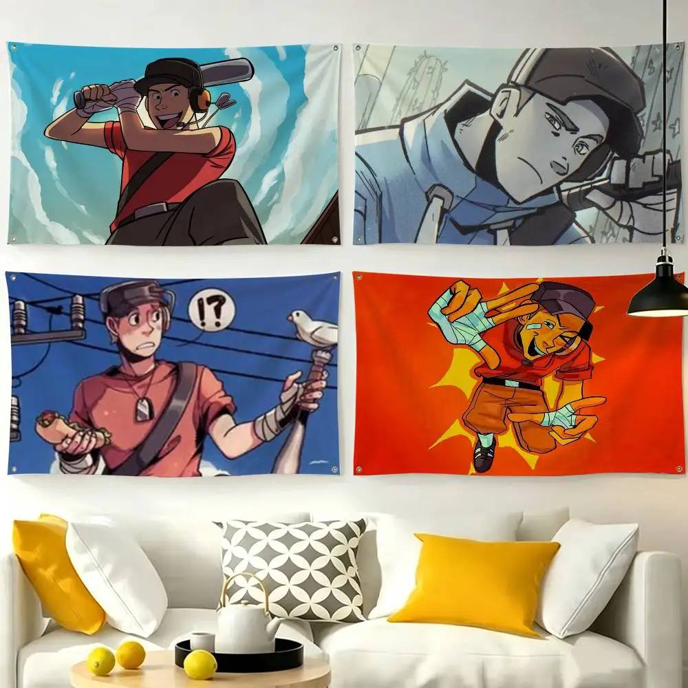 Scout Medic Team Fortress TF2 Flags for Bedrooms Home Decor Items Outdoor Decors Garage Decoration Flaga