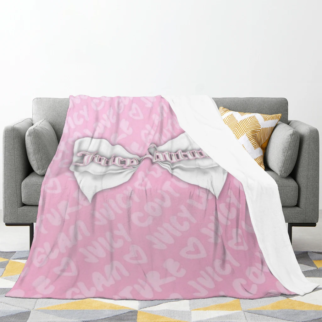 Pink-Fashion-Like-Juicy-Couture-Style Blanket Flange Textile Decor Portable Super Soft Throw Blankets for Home Office Quilt