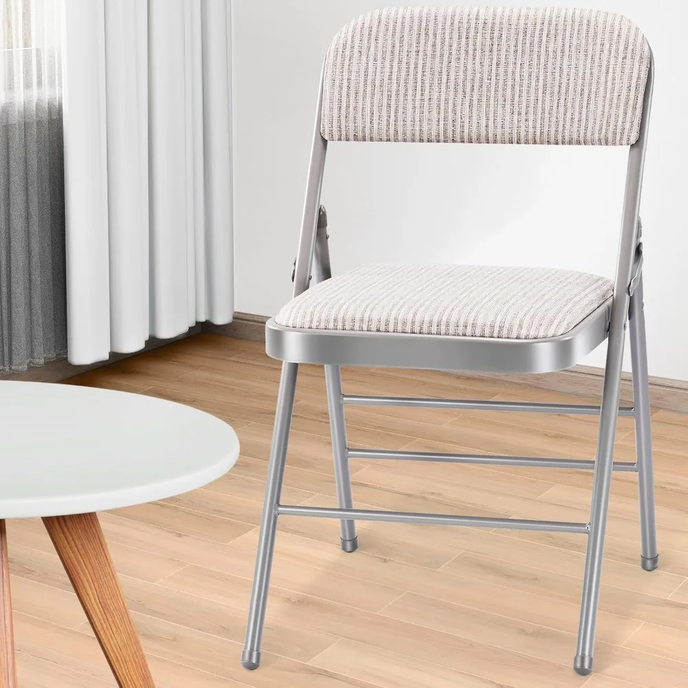 Commercial Grade Folding Chairs with PU Cushion and Back, Comfortable Padded Metal Chairs for Home Use