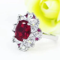 Huitan Unique Women Rings with Red Cubic Zirconia Luxury Trendy Wedding Anniversary Party Lady's Rings Elegant Female Jewelry