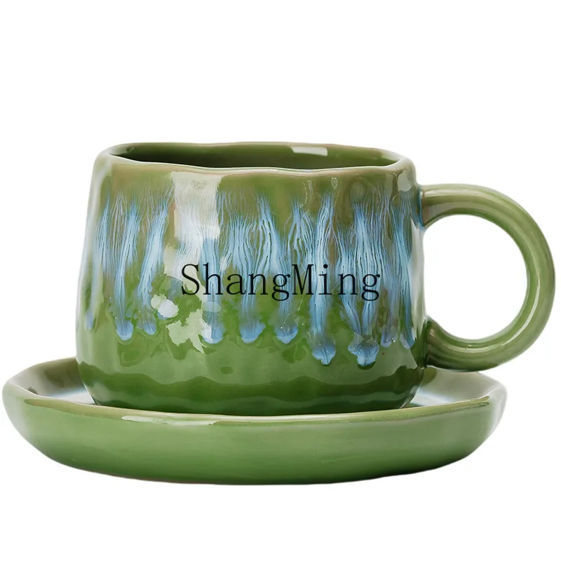 

PYH coffee ceramic cup saucer retro latte afternoon tea relief latte cup coffee cup set mug
