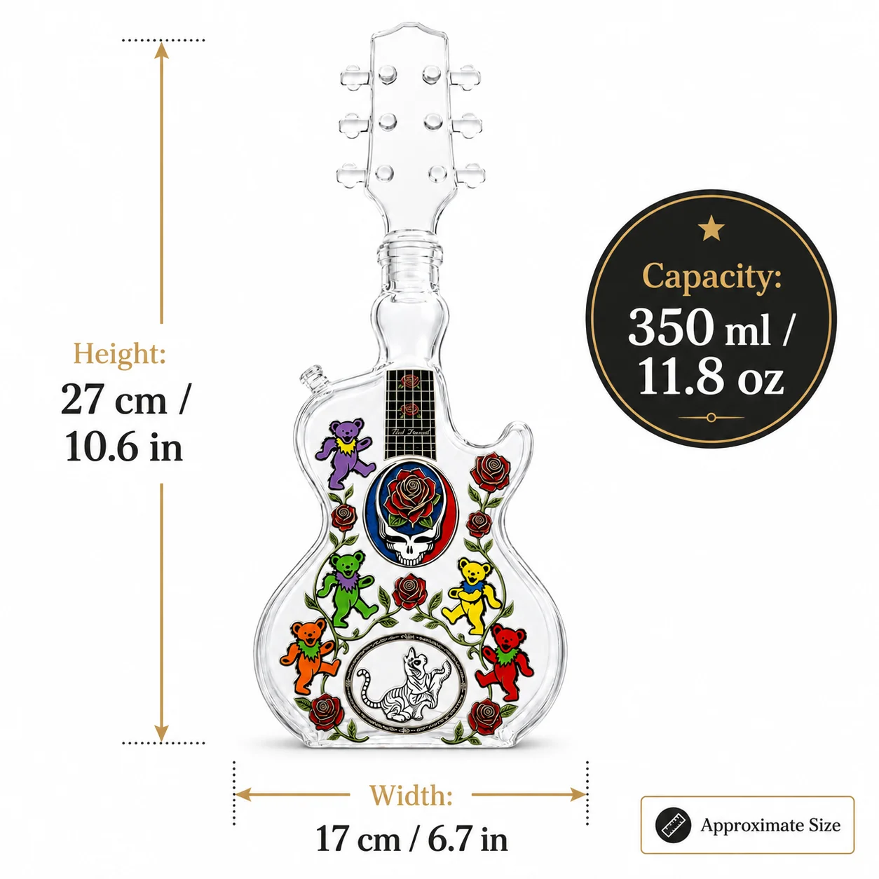 Grateful Dead Inspired Glass Guitar Decanter 350ml, Creative