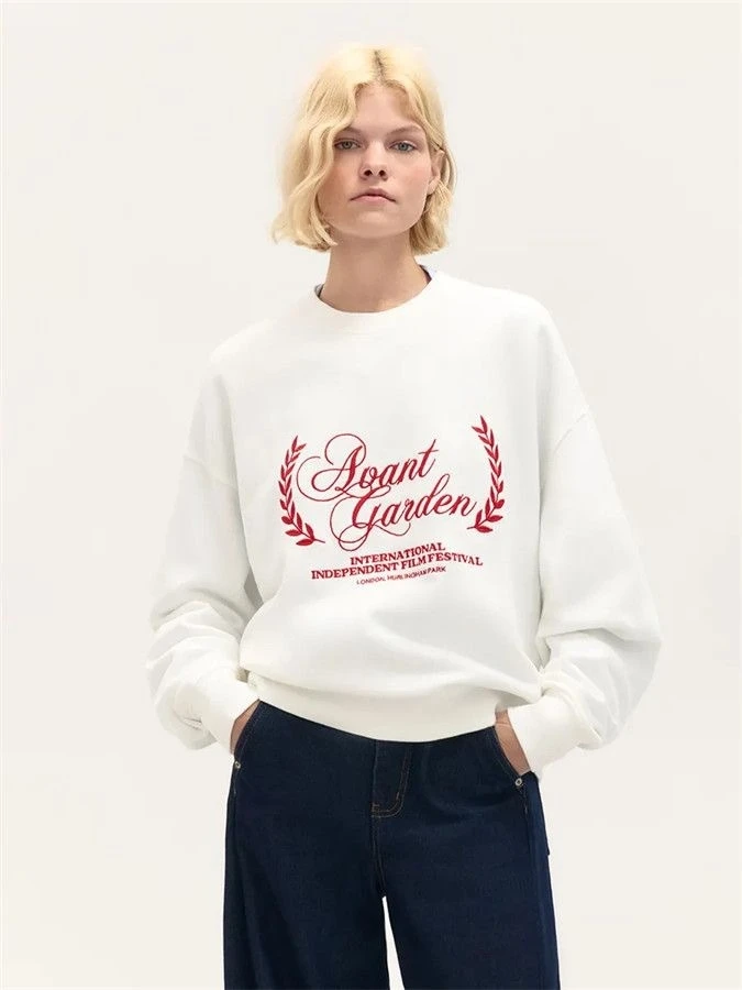 Faionable Casual losse ronde Ne bedrukte letter sweatshirt top dames comfortabele lange Sve Crew Ne Pendelen Sle