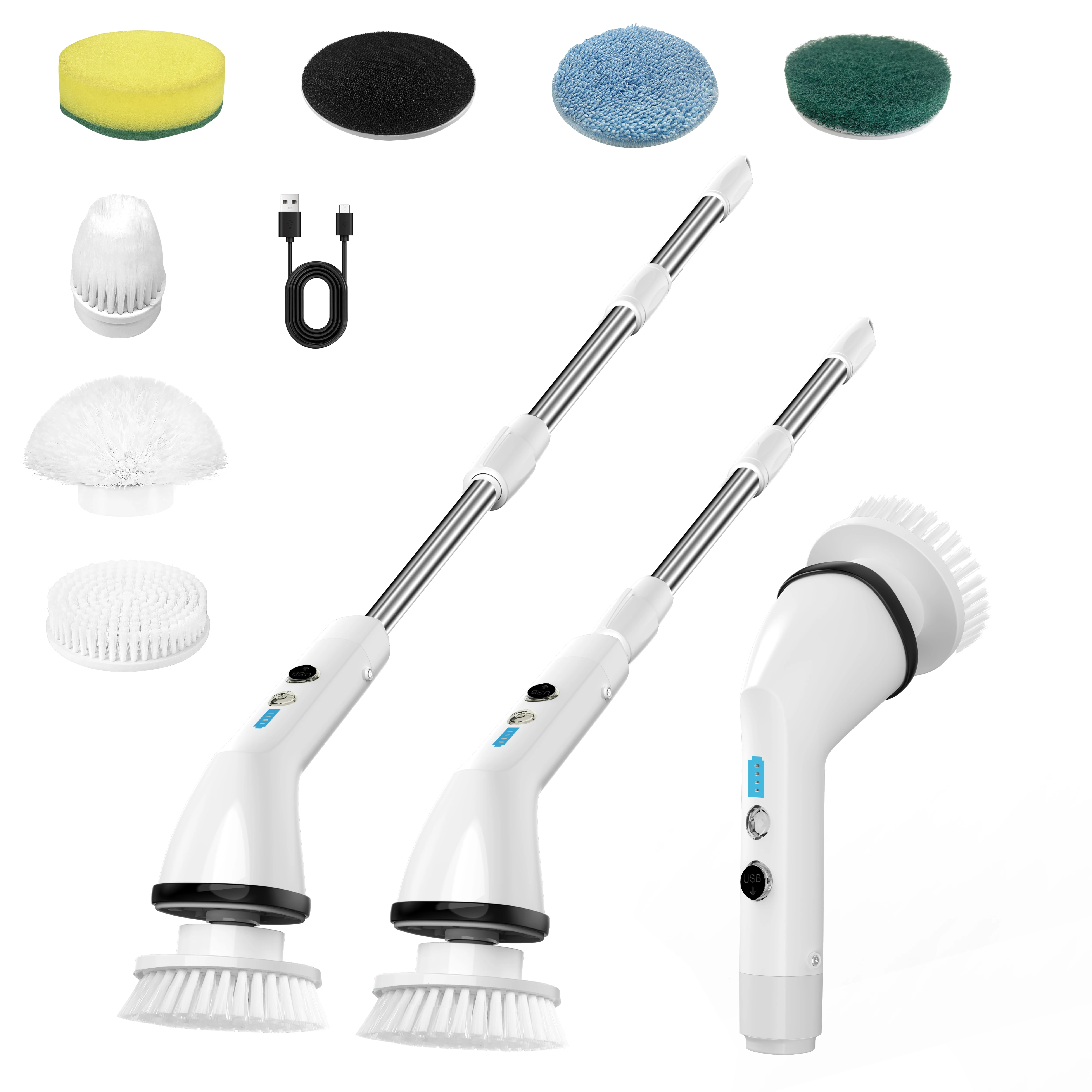 무선 전동 스핀 스크러버 브러시 휴대용 청소 브러시 자동차 주방 샤워 스크러버 클리너 욕실 전동 공구