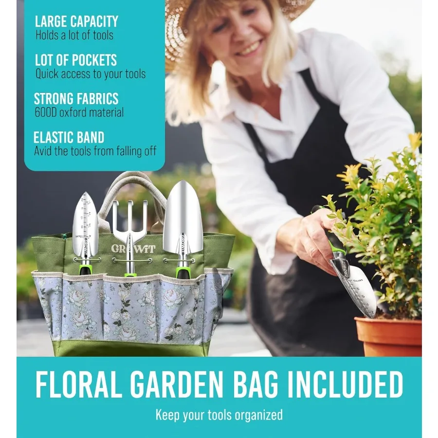 أدوات حديقة شديدة التحمل 22 قطعة مجموعة زهور مقاومة للصدأ وغير قابلة للانزلاق لوازم بستنة متينة مع تصميم مريح لفعال #2