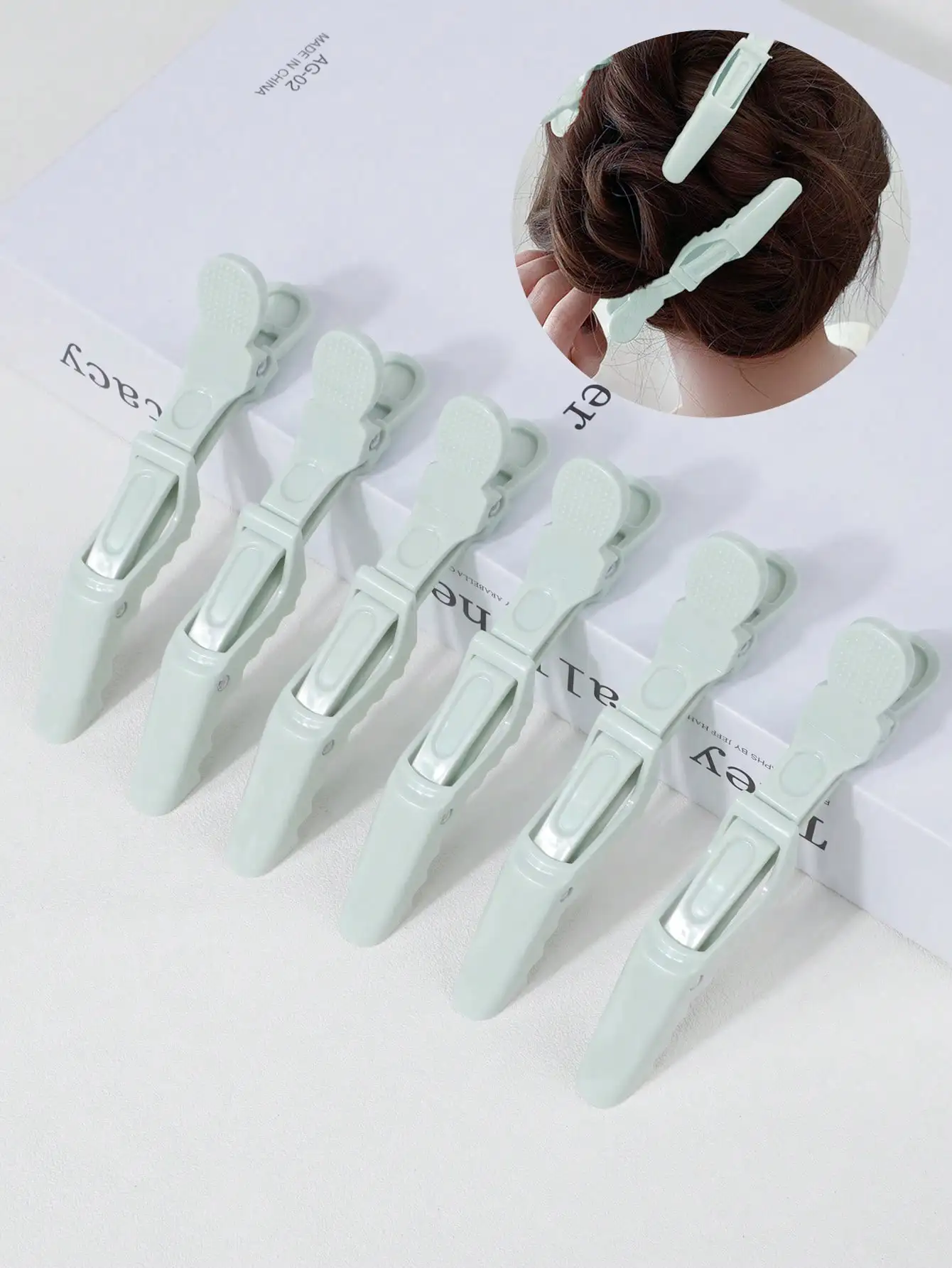 Set of 6/12 Plastic Alligator Clips for Hair Styling—Root-Lifting Clips for Volumizing at the Crown, ABS Curling Rollers