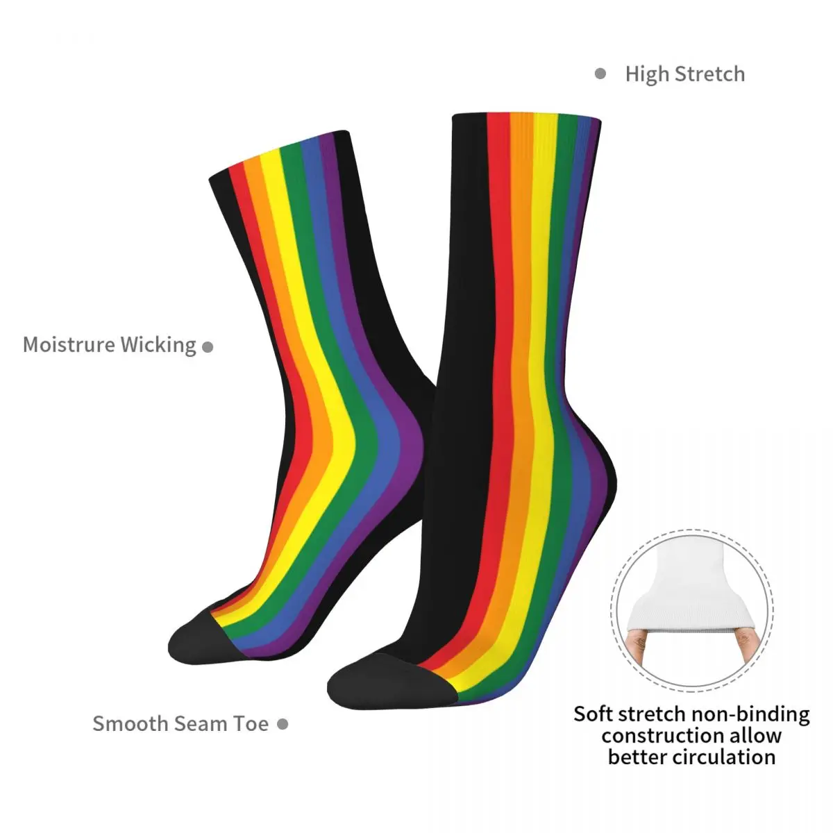 جوارب رجالية جديدة Harajuku Rainbow Pride LGBT جورب جرافيك جوارب نسائية للربيع والصيف والخريف والشتاء