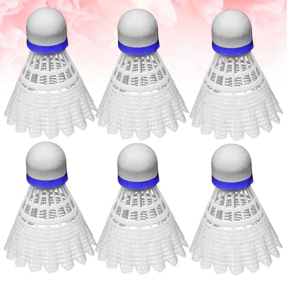 6Pcs Premium Training Shuttlecock Badminton Plastic Balls Lightweight Nylon for Kids Beginners Exercise Entertainment Fitness