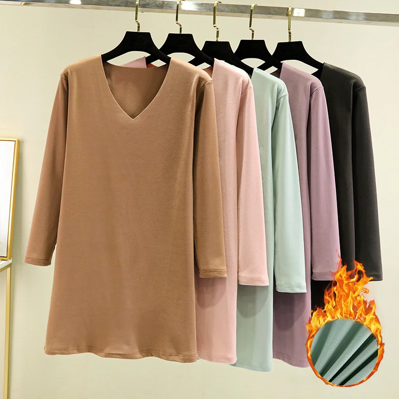 

Большие размеры Pure Color V-Ne Long Sve Midi Dr Домашняя одежда Удобная одежда Зимняя повседневная женская одежда Sle Dervo Dr