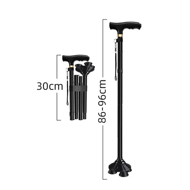 Elderly Walking Crutches with lights Adjustable Telescopic Portable Folding Aluminum Alloy Walking Stick Hiking Stick Non-Slip