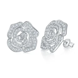 1,18 ct Wszystkie kolczyki sztyfty Moissanite D Color VVSI 18-karatowe białe złoto S925 Sterling Silver Flower Halo Stud Earrings Lab Diamond Fine Jewelry