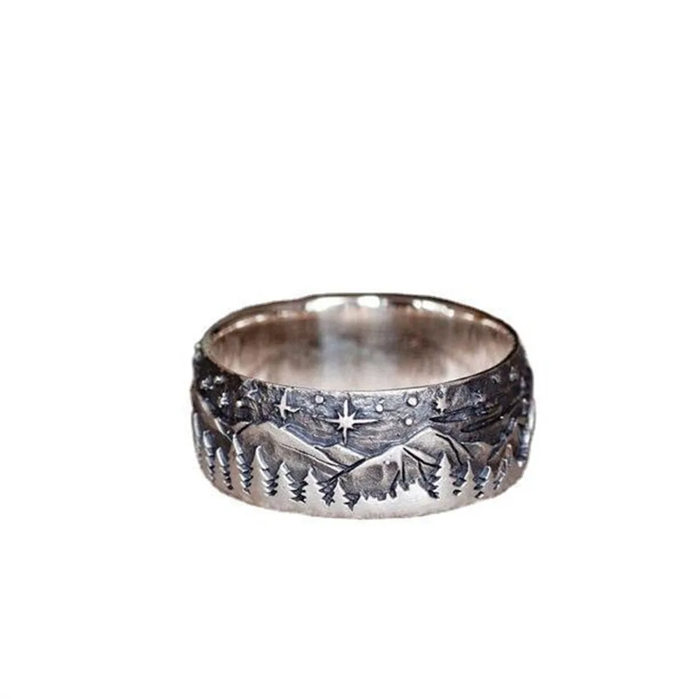 Punk Personality Versatile Simple Retro Trend Niche Men's Forest Wolf Ring Party Jewelry Fashion Bully Men's Ring Accessories