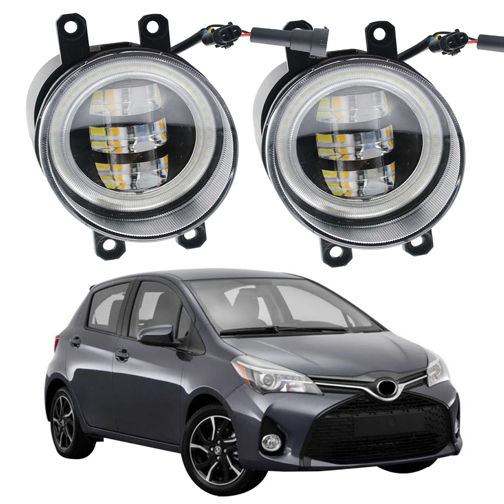 LED Fog Light for Toyota Yaris Vitz XP130 2014 2015 2016 2017 Angel Eyes DRL Daylight Headlight Lamp Car Lights Accessories