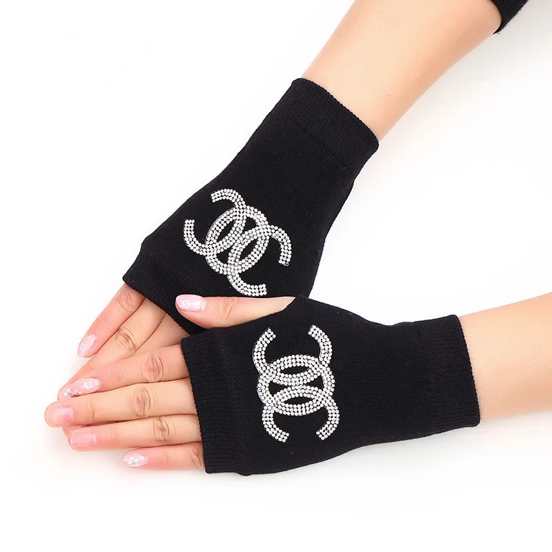 Bare finger rivet  black half finger show gloves