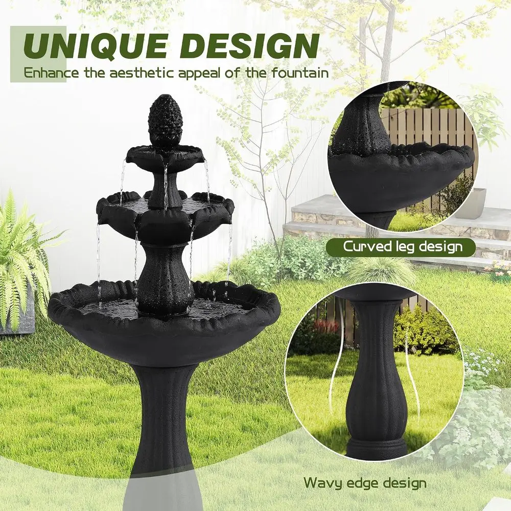 47.4H Outdoor Garden Water Fountain, Large Cascading Indoor Floor-Standing Resin Bubbler Water Features with Pump for Patio, Yar