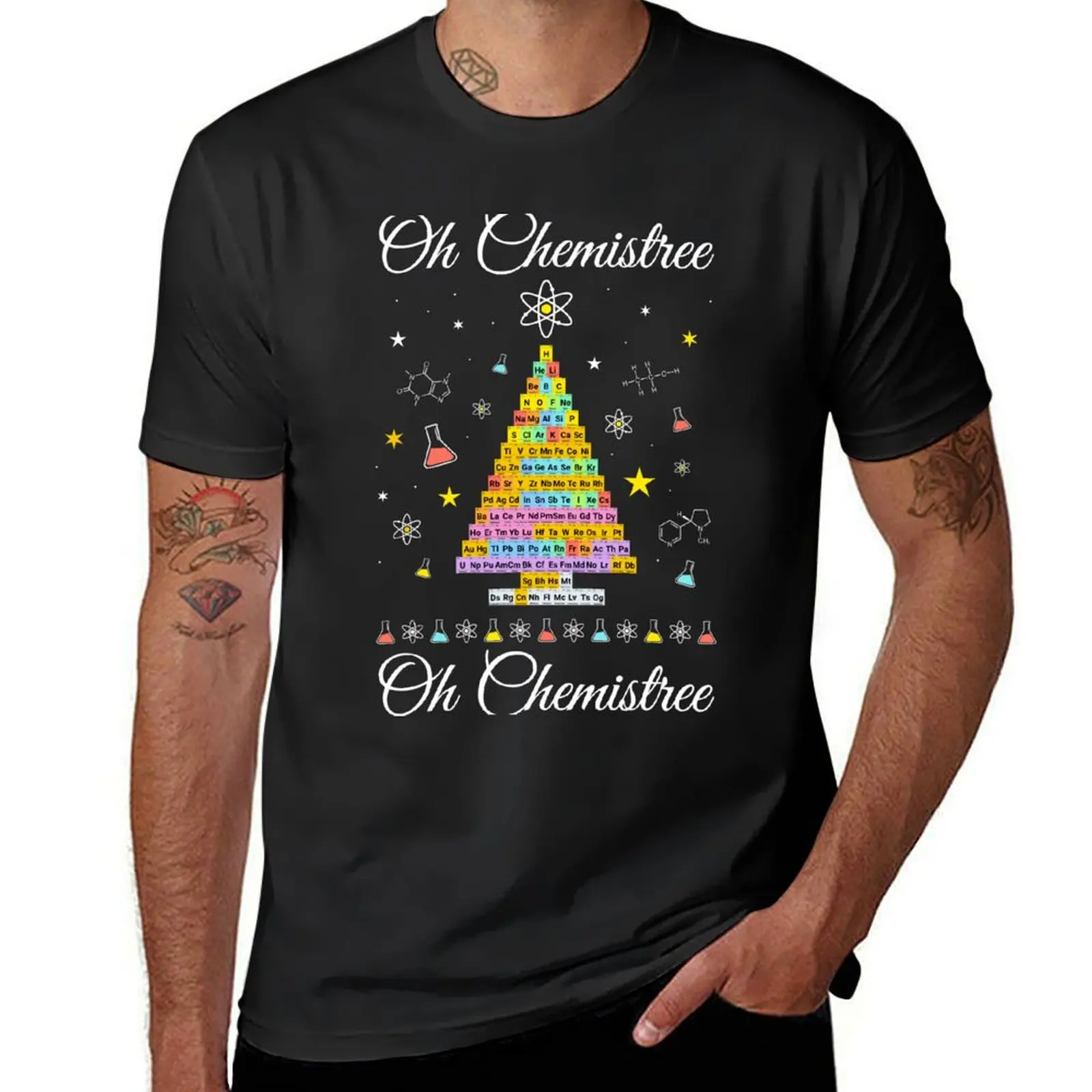 Oh Chemistree - Colorful Periodic Table - Christmas & Chemist T-Shirt for a boy customizeds heavy weight t shirts for men