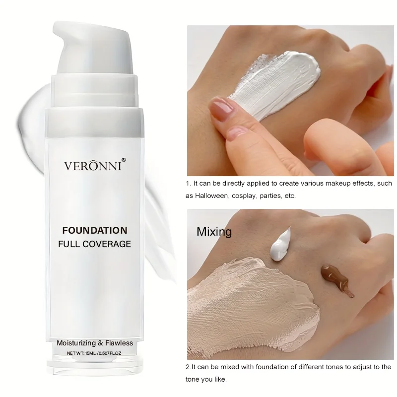 Set cosplay di Halloween con fondotinta liquido bianco e rossetto nero, adatto per adulti, finitura opaca, lunga durata per tutti i tipi di pelle