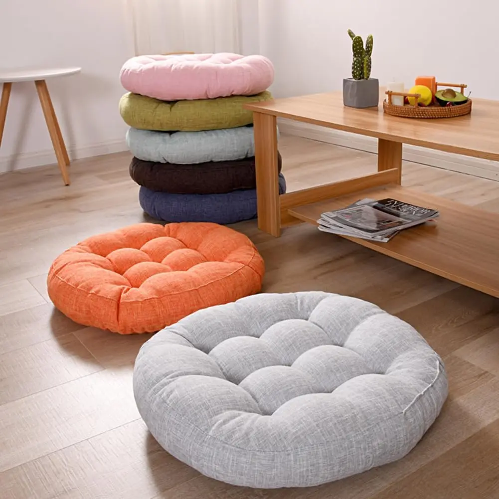 Großes rundes Sitzkissen, Naturleinen, Geschenk, Bodenkissen, Sitzkissen, Heimdekoration, Hocker für Meditation, Yoga, für Erwachsene und Kinder