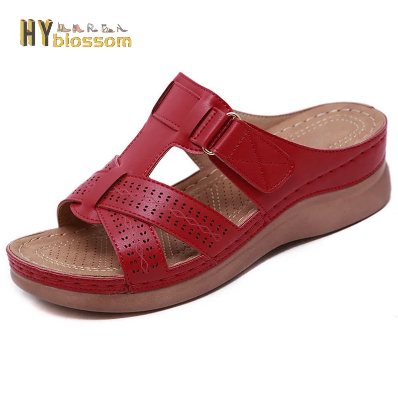 Women Wedge Slippers Premium Slippers Vintage Anti-slip Casual Female Platform Retro Shoes Orthopedic Sandals Woman Slippers