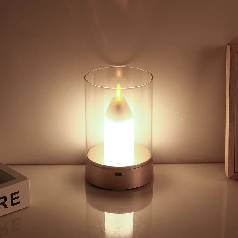 Flameless Electric LED Dancing Moving Candles, USB Candle Light, Recarregável, Automático, Sensor de Movimento PIR, Decoração de casa