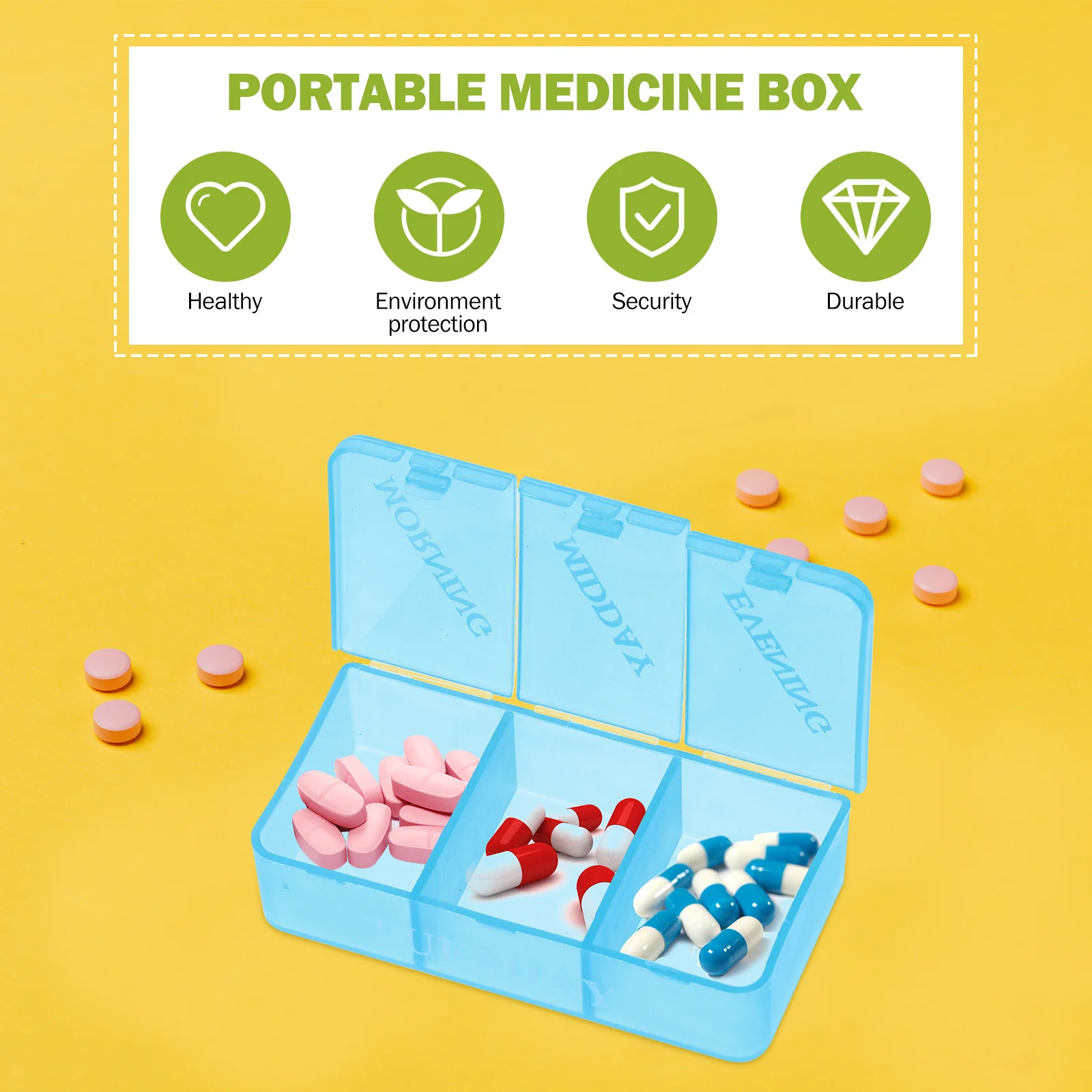 

1 шт., 21 отделений, коробка для таблеток, еженедельный органайзер для таблеток, портативный контейнер для лекарств для путешествий, ежедневных витаминов, хранения таблеток