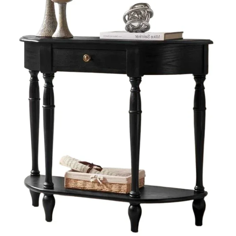 

Американский полукруглый входной столик из массива дерева у стены, черный входной шкаф, новый китайский стол