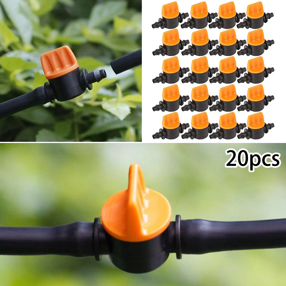 20Pcs Hose Mini Valve Garden Tap Garden Drip Irrigation Fittings Pipe Connectors Water Valve For 4/7mm Water Flow Control Valve