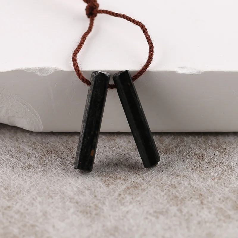B&F Black Tourmalin Earring Beads for Jewelry Making, Handmade Natural stones beads, Polished Stones for jewelry Making Supplies