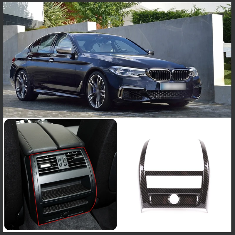 For BMW 5 Series F10 2011-2017 ABS Carbon Fiber Style Rear Air Conditioner Air Vent Frame Cover Decorative Sticker Auto Parts