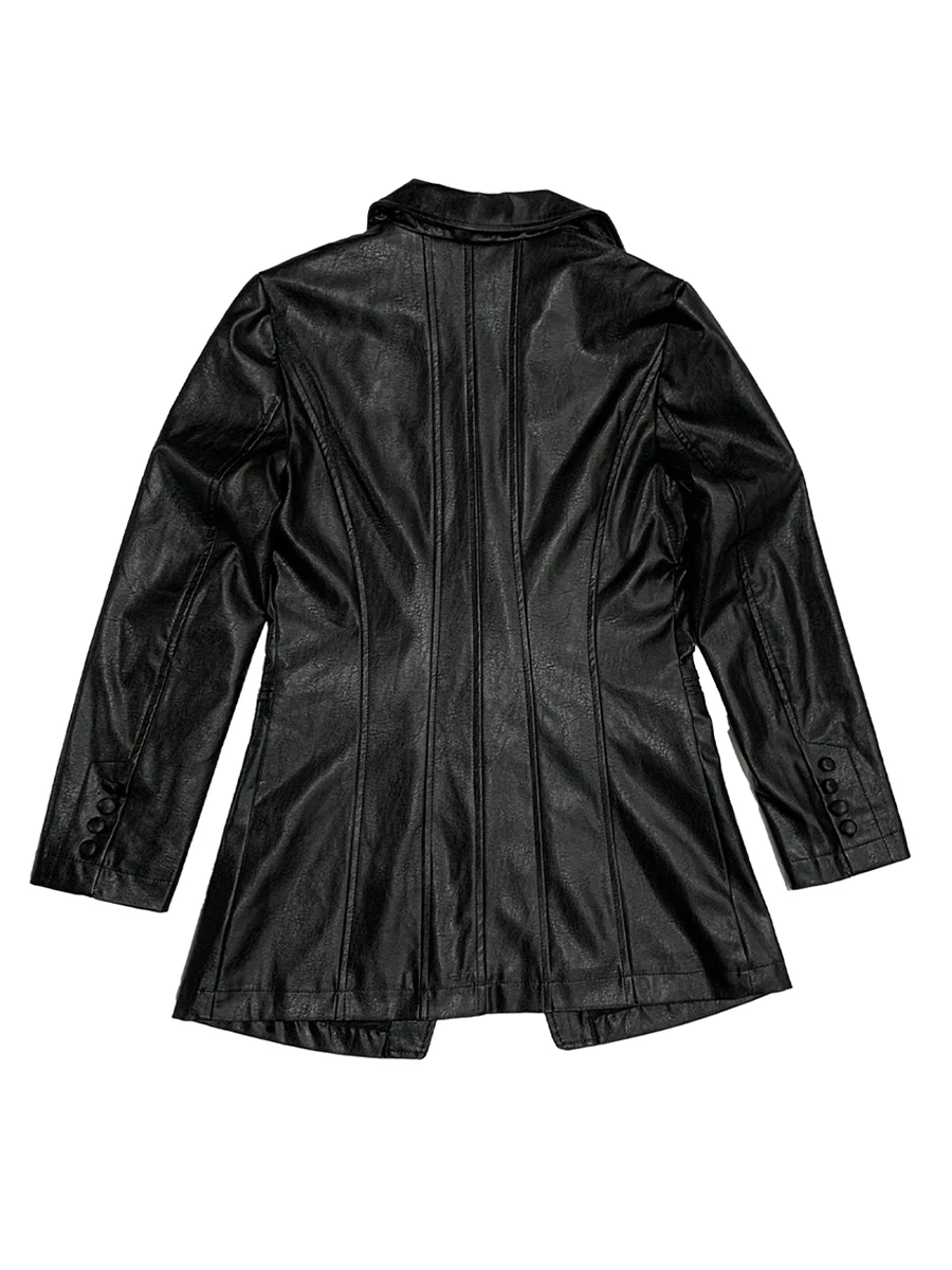 سترة Mauroicardi للربيع والخريف مصنوعة من جلد البولي يوريثان باللون الأخضر اللامع سترة نسائية واحدة الصدر أنيقة وأنيقة فاخرة مصممة ملابس 2025