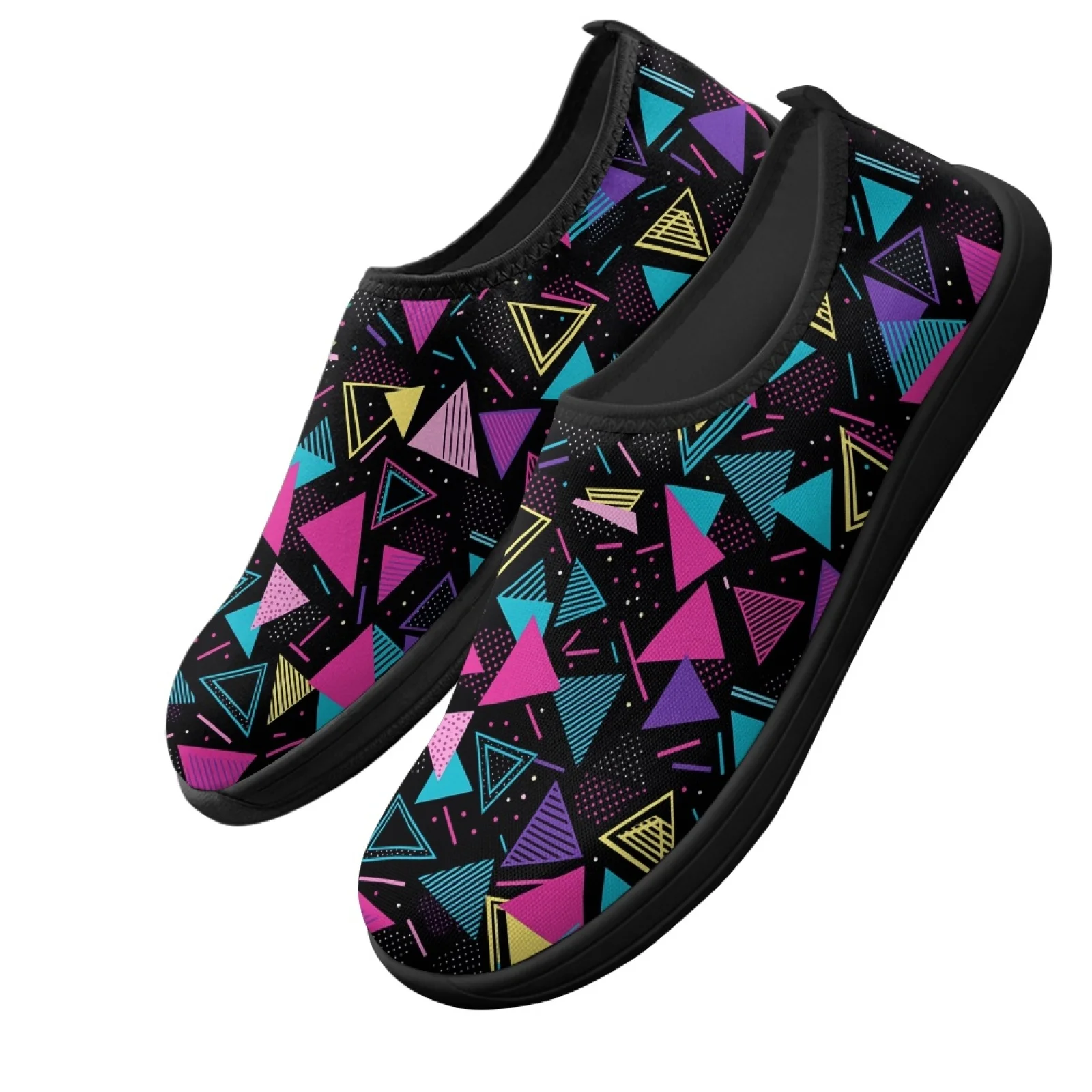PENSTROLL Geometric Triangle Slip On Walking Flats for Outdoor Polyester & EVA Hiking Shoes Casual Shoes