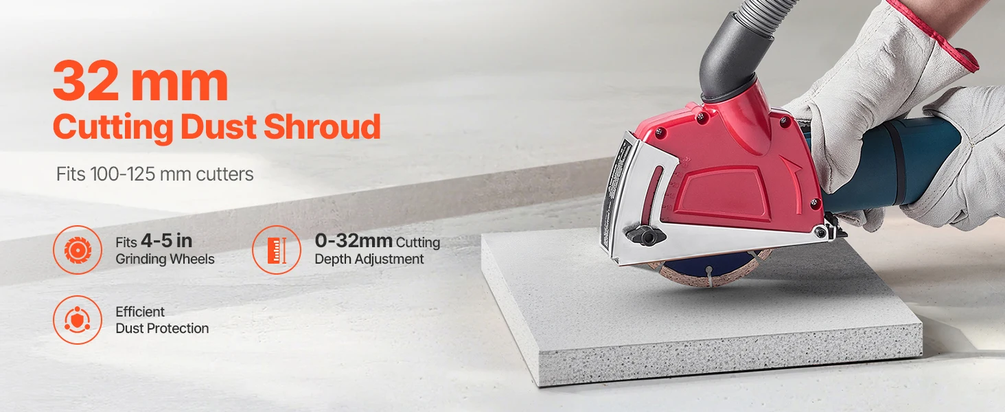 SucceBuy Cutting Dust Shroud for Angle Grinders 4-5 in Angle Grinder Dust Shroud with 6 Clamping Washers for Concrete Wall Stone