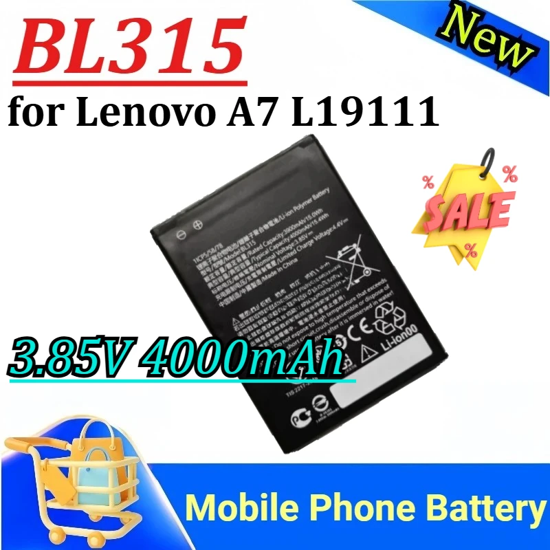 

New BL315 3.85V 4000mAh Battery for Lenovo A7 L19111 Mobile Phone Battery